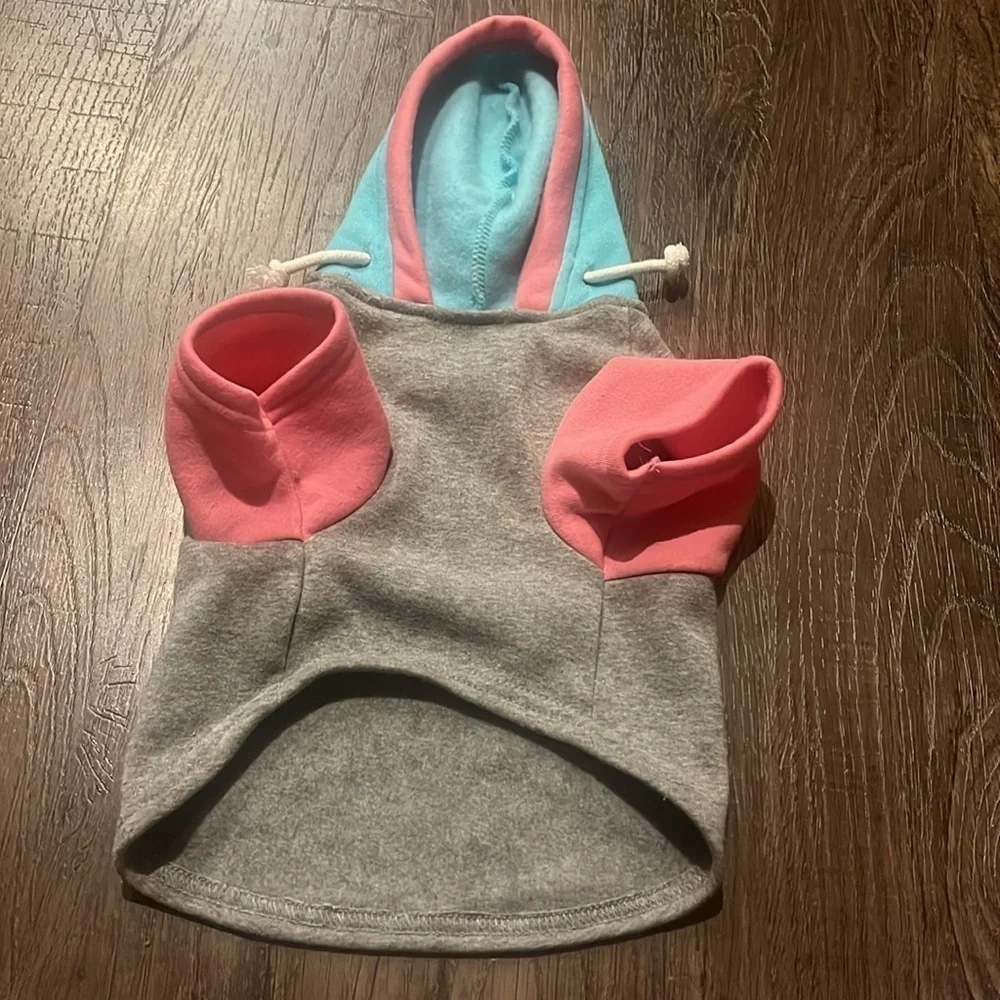small dog grey hooded sweatshirt
